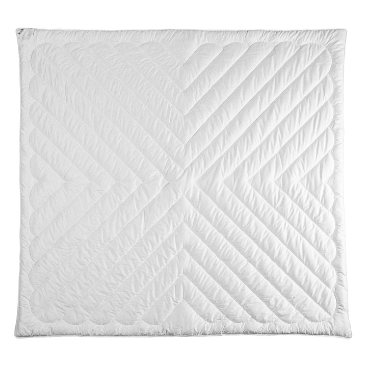 Kołdra z wełny alpaki My Alpaca Całoroczna biała lamówka (100% wełna, 100% satyna bawełniana)