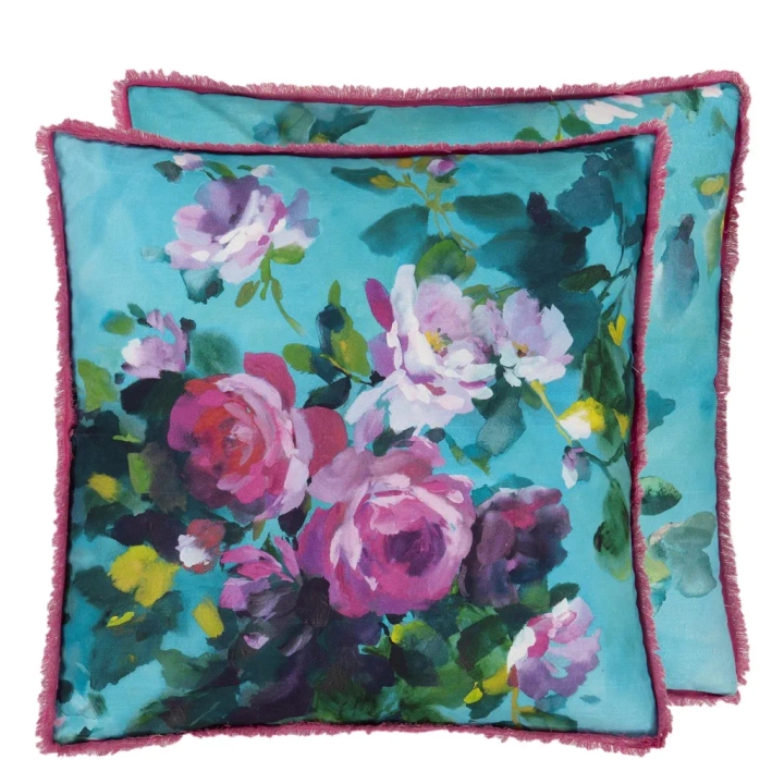 Poduszka dekoracyjna Designers Guild Bouquet De Roses Turquoise