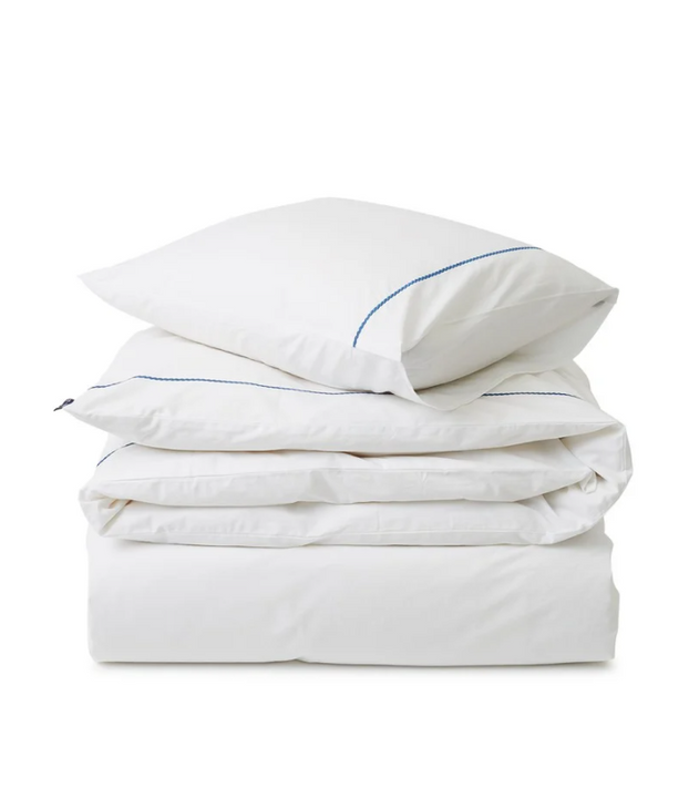 Komplet pościeli bawełnianej Lexington Rope Embroidered White/Blue