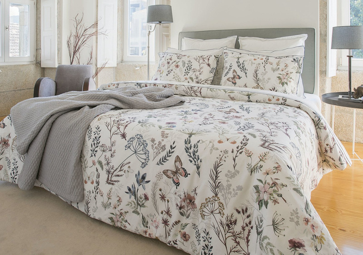 Poszewka perkalowa z plisą Bovi Eden Pearl jednolita 