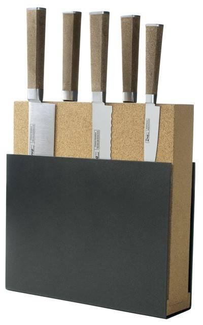 Zestaw noży w bloku magnetycznym Ivo Cutelarias Cork Czarny 4”/4.75”/5.25”/8”/8”