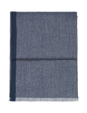 Pled wełniany Elvang Herringbone Dark Blue Grey