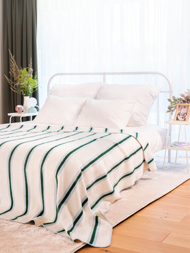 Koc Cotton Cloud XXL Pasy Leaf-Celeste