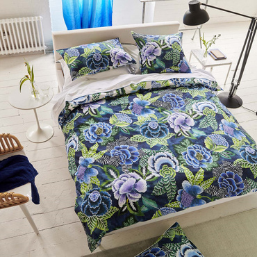 Pościel perkalowa Designers Guild Rose De Damas Indygo