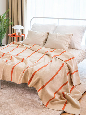 Koc Cotton Cloud XXL Pasy Ginger-Jasny Beż