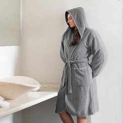 Szlafrok Graccioza Bee Waffle Hooded Silver