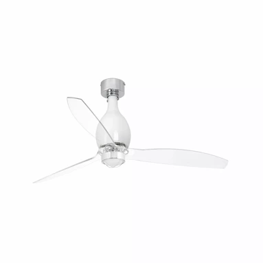 Wentylator sufitowy Faro Barcelona Mini Eterfan M LED Shiny white/transparent DC