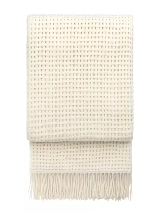 Pled wełniany Elvang Basket Off White