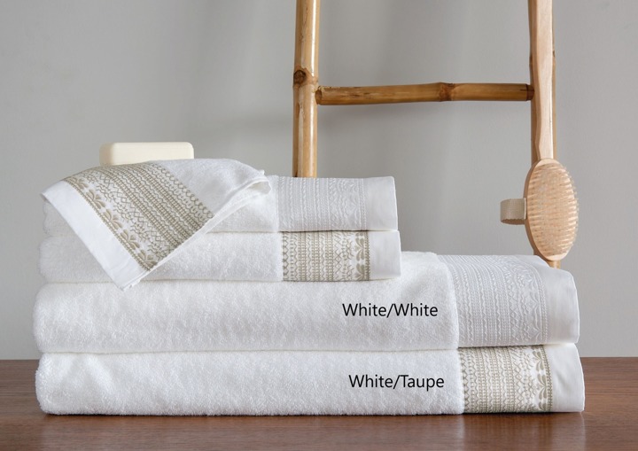 Ręcznik bawełniany Bovi Mayotte White/Taupe