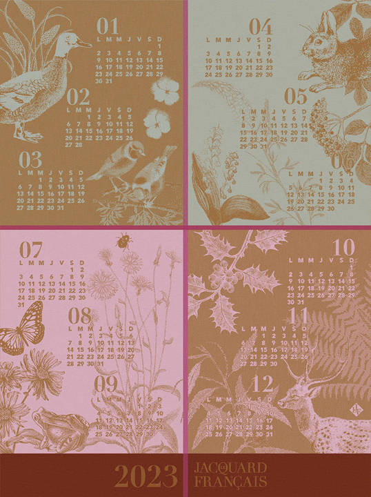 Ściereczka kuchenna Le Jacquard Français Calendrier 2023 Różowa