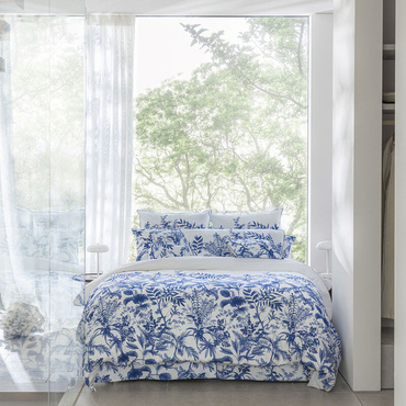 Pościel perkalowa Le Jacquard Français Jardin d'eden Blue