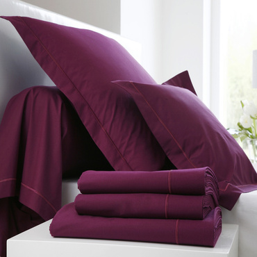 Pościel perkalowa Blanc Des Vosges Uni Śliwkowa