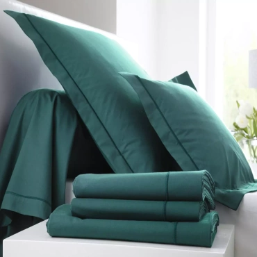 Pościel satynowa Blanc Des Vosges Uni Szmaragdowa