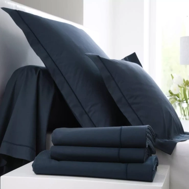 Pościel satynowa Blanc Des Vosges Uni Granatowa