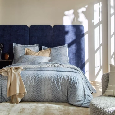 Pościel satynowa Blanc Des Vosges Gravity Niebieska