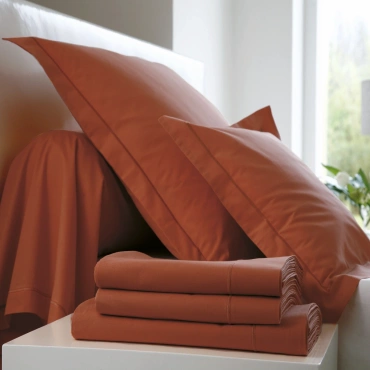 Pościel perkalowa Blanc Des Vosges Uni Ceglana