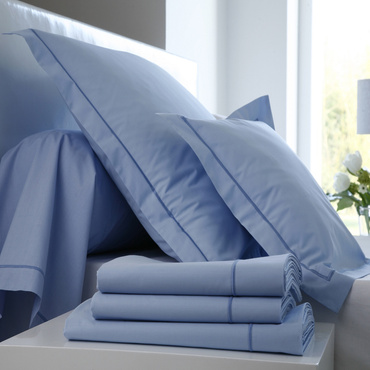 Pościel perkalowa Blanc Des Vosges Uni Błękitna