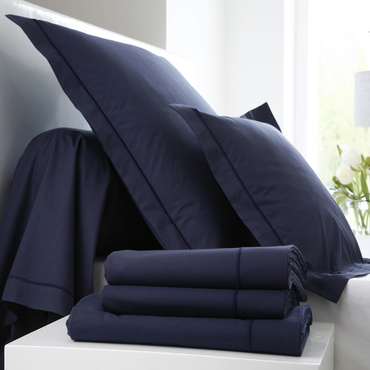 Pościel perkalowa Blanc Des Vosges Uni Granatowa