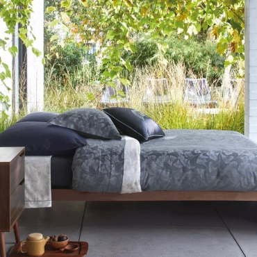 Pościel żakardowa Blanc Des Vosges Gingko Niebieska