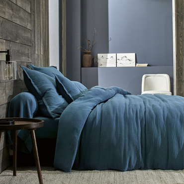 Pościel bawełniana Blanc Des Vosges Cosy Niebieska