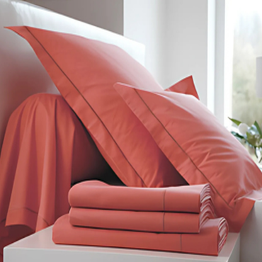 Pościel satynowa Blanc Des Vosges Uni Koralowa