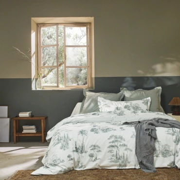 Pościel perkalowa Blanc Des Vosges Promenade Zielona