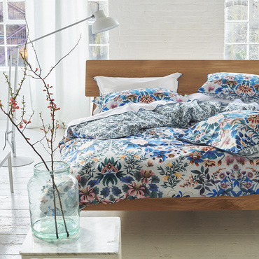 Pościel perkalowa Designers Guild Ikebana Damask Slate Blue