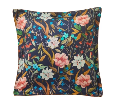 Poszewka satynowa Blanc Des Vosges Giardino Granatowa