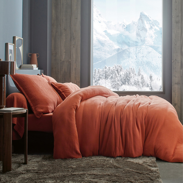 Pościel bawełniana Blanc Des Vosges Cosy Pomarańczowa