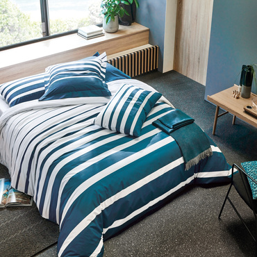 Pościel perkalowa Blanc Des Vosges Grand Large Niebieska