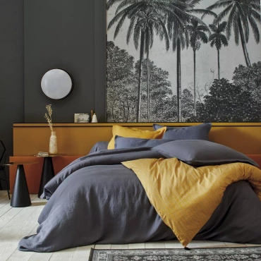 Pościel lniana Blanc Des Vosges Louxor Grafitowa