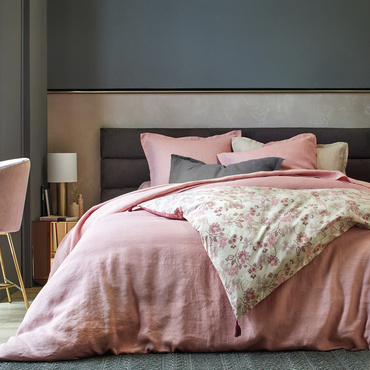 Pościel lniana Blanc Des Vosges Louxor Różowa