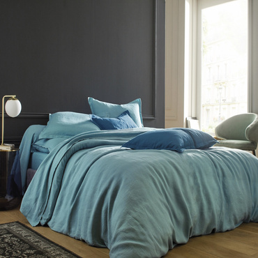 Pościel lniana Blanc Des Vosges Louxor Morska