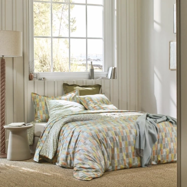 Pościel satynowa Blanc Des Vosges Mix & Match Zielona