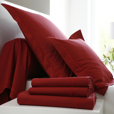 Pościel perkalowa Blanc Des Vosges Uni Czerwona