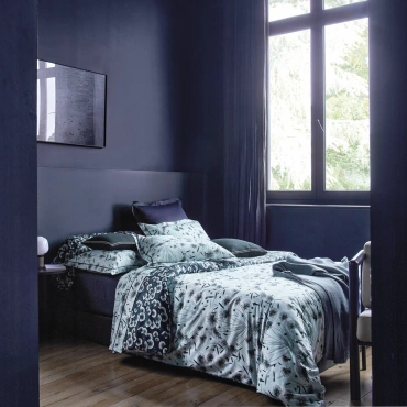 Pościel satynowa Blanc Des Vosges Florea Niebieska