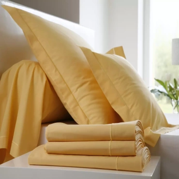 Pościel perkalowa Blanc Des Vosges Uni Żółta