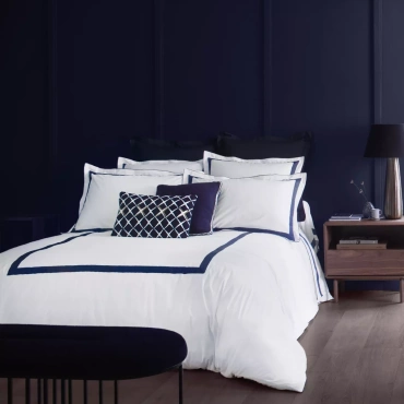 Pościel perkalowa Blanc Des Vosges Egerie Niebieska