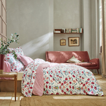 Pościel satynowa Sanderson Jardin Oriental Carmin 