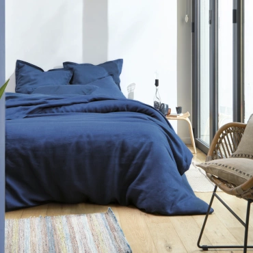 Pościel lniana Blanc Des Vosges Louxor Granatowa