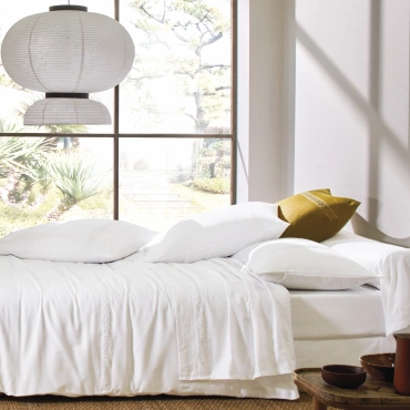 Pościel satynowa Blanc Des Vosges Héritage Biała