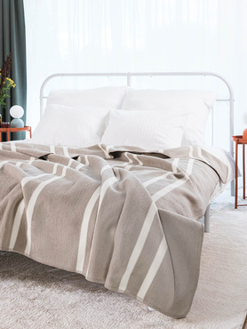 Koc Cotton Cloud XXL Pasy Taupe-Ecru