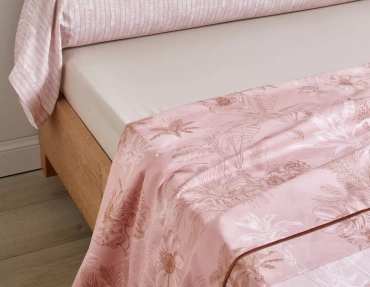 Prześcieradło perkalowe bez ściągacza Blanc Des Vosges Carnet de Voyage Różowe