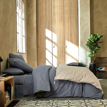 Pościel ekologiczna Blanc Des Vosges Avenir Ressources Ciemnoniebieska