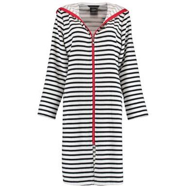 Szlafrok damski Cawo Comfort Zip Hooded Black-White