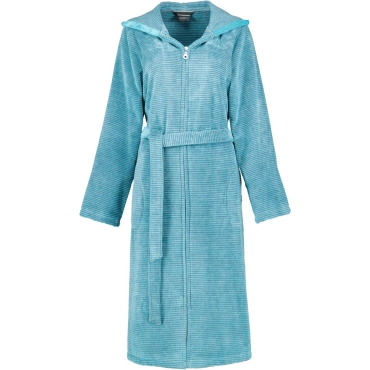 Szlafrok damski Cawo Two Tone Zip Hooded Turquoise