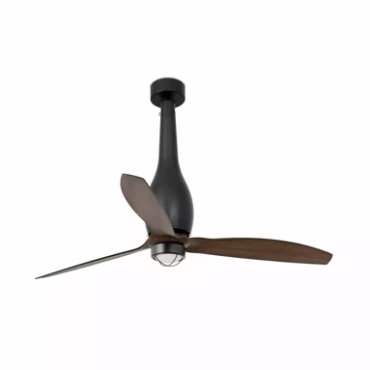 Wentylator sufitowy z oświetleniem Faro Barcelona Eterfan M LED Matt black/wood fan DC