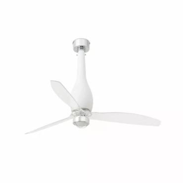 Wentylator sufitowy z oświetleniem Faro Barcelona Eterfan M LED Matt white/transparent fan DC