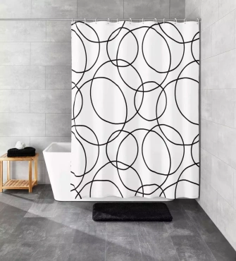 Zasłona prysznicowa Kleine Wolke Rings Black White